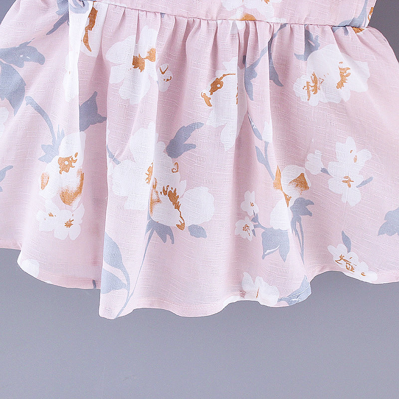 Girls Floral Printed Fit & Flare Dress
