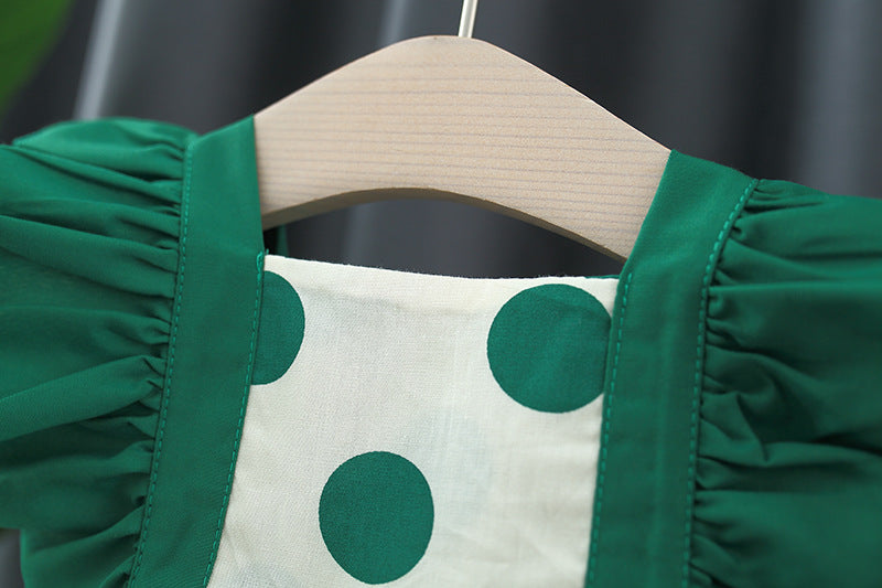 Girls Polka Dot Print A-Line Dress