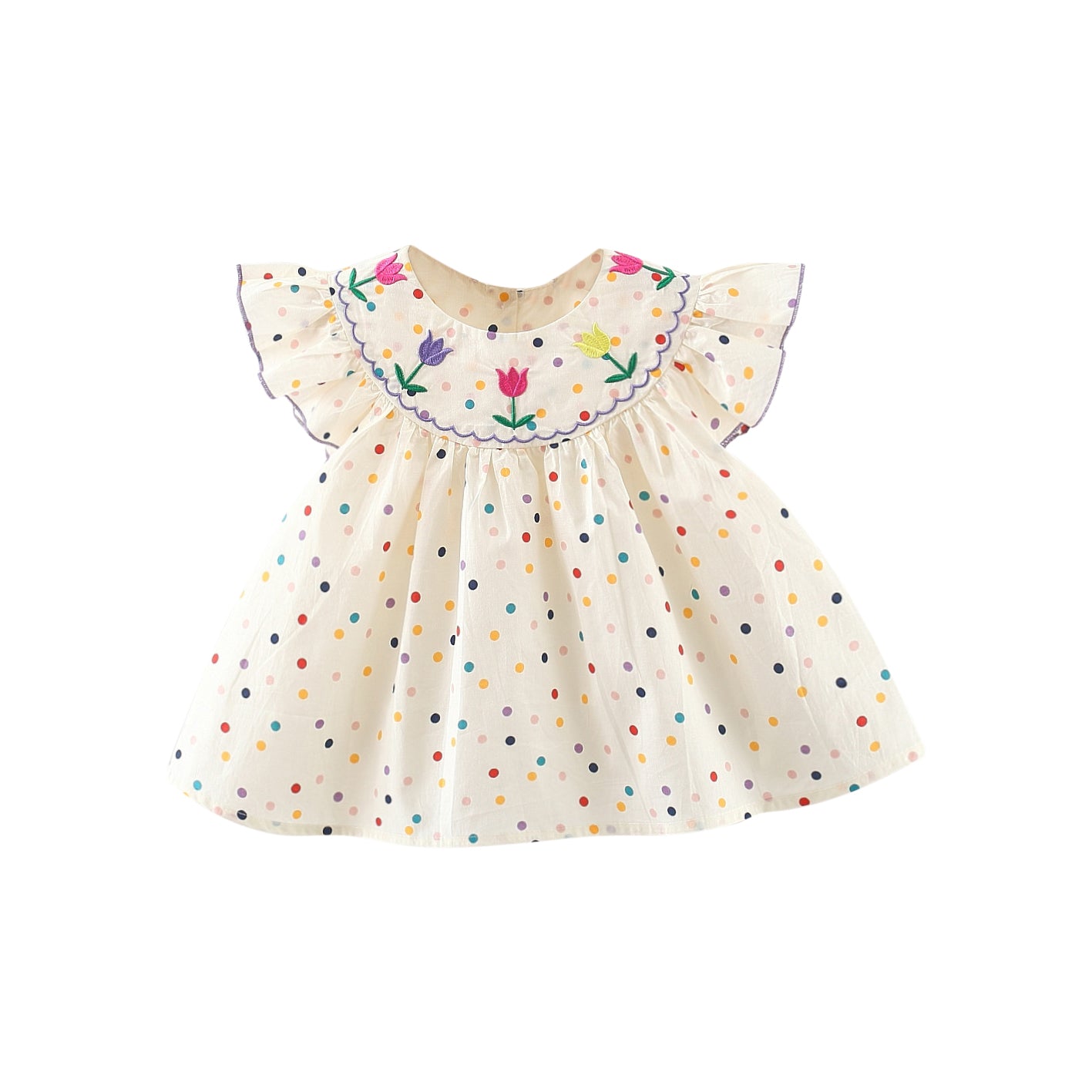 Girls Polka Dot Printed A-Line Mini Dress