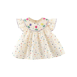 Girls Polka Dot Printed A-Line Mini Dress