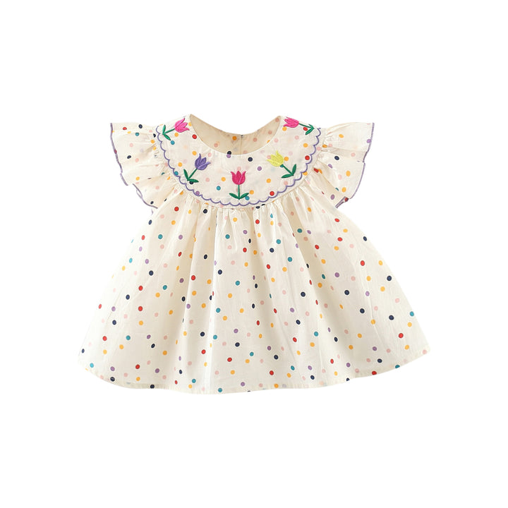 Girls Polka Dot Printed A-Line Mini Dress