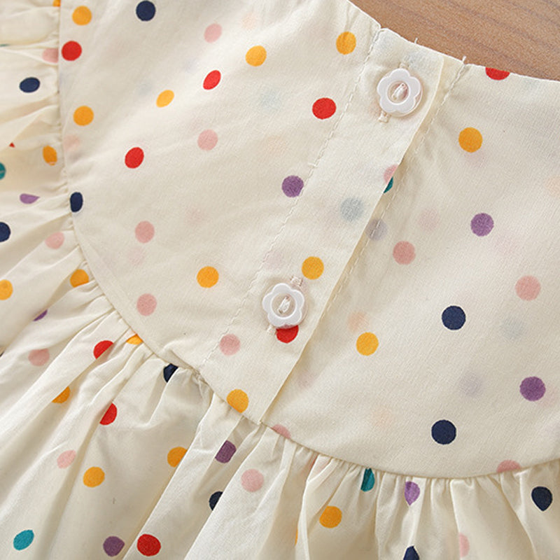 Girls Polka Dot Printed A-Line Mini Dress