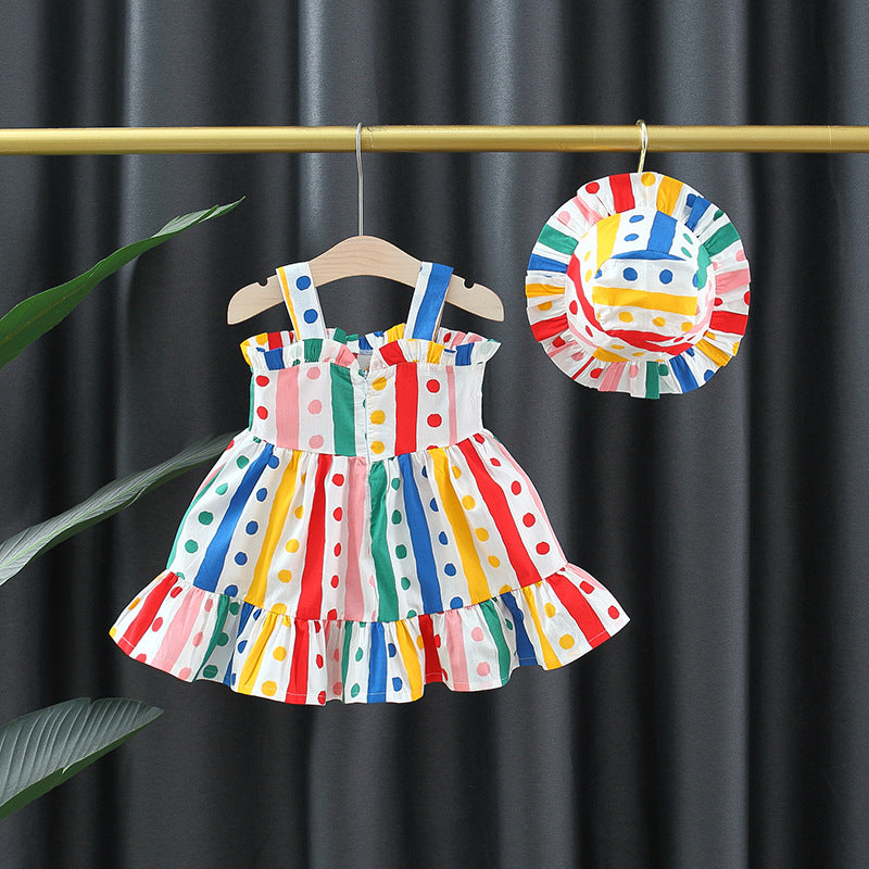 Girls Polka Dot Printed Bow Detail Fit & Flare Dress