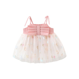 Girls Embellished Shoulder Straps Fit and Flare Dress