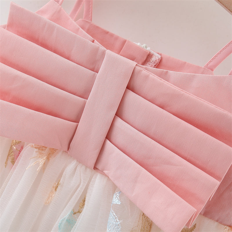 Girls Embellished Shoulder Straps Fit and Flare Dress