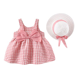 Girl Checked Shoulder Straps A-Line Mini Dress