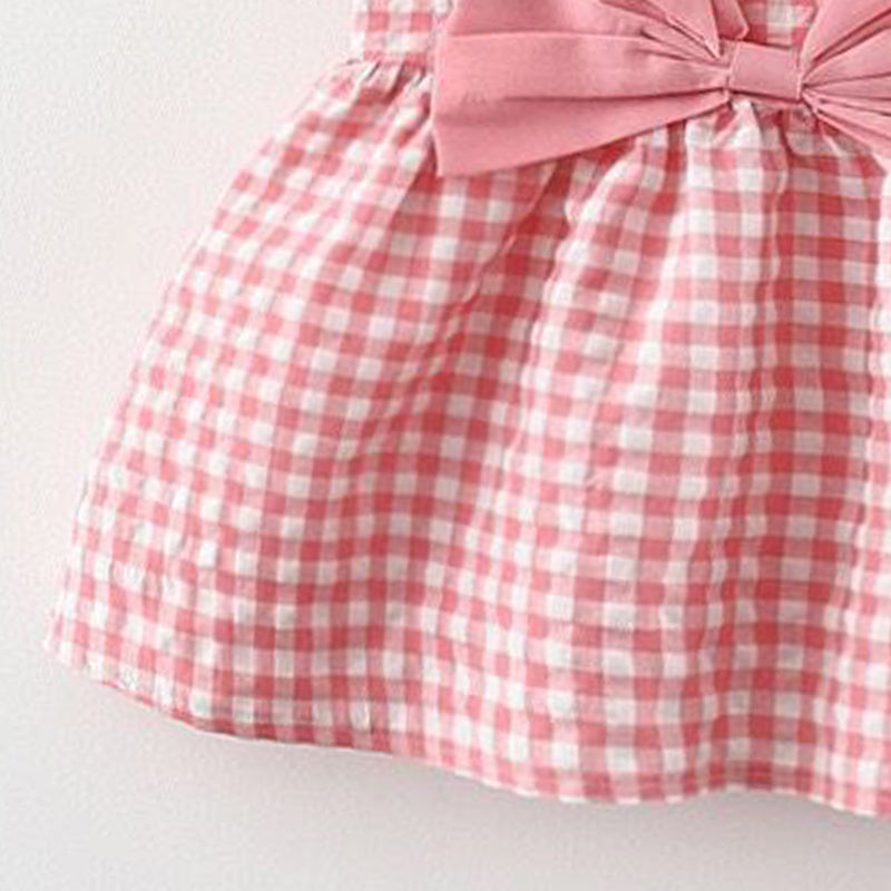 Girl Checked Shoulder Straps A-Line Mini Dress