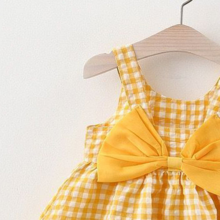 Checked Shoulder Straps A-Line Mini Dress