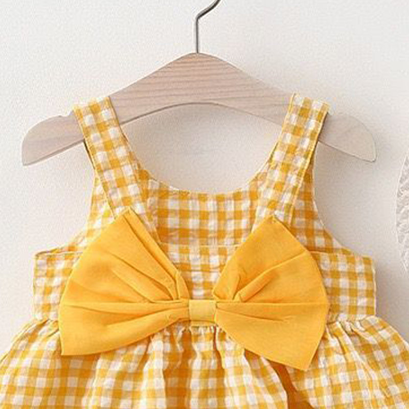 Checked Shoulder Straps A-Line Mini Dress
