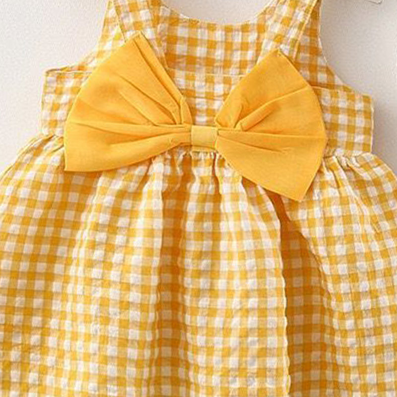 Checked Shoulder Straps A-Line Mini Dress