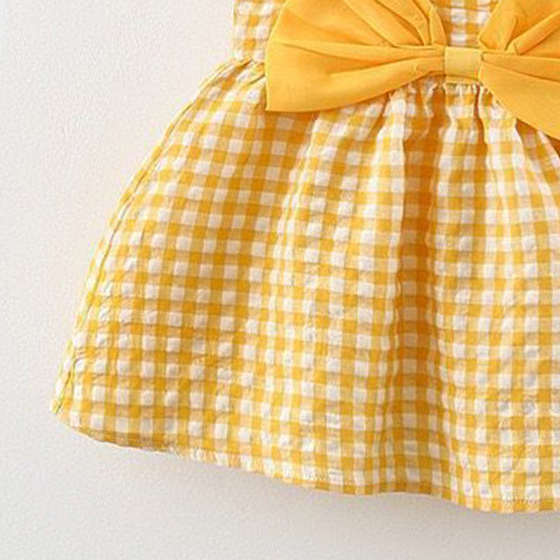 Checked Shoulder Straps A-Line Mini Dress
