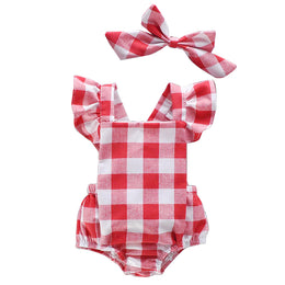 Girls Checked Cotton Bodysuit