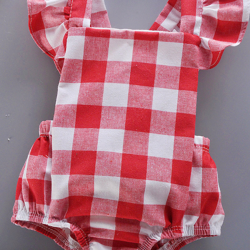 Girls Checked Cotton Bodysuit