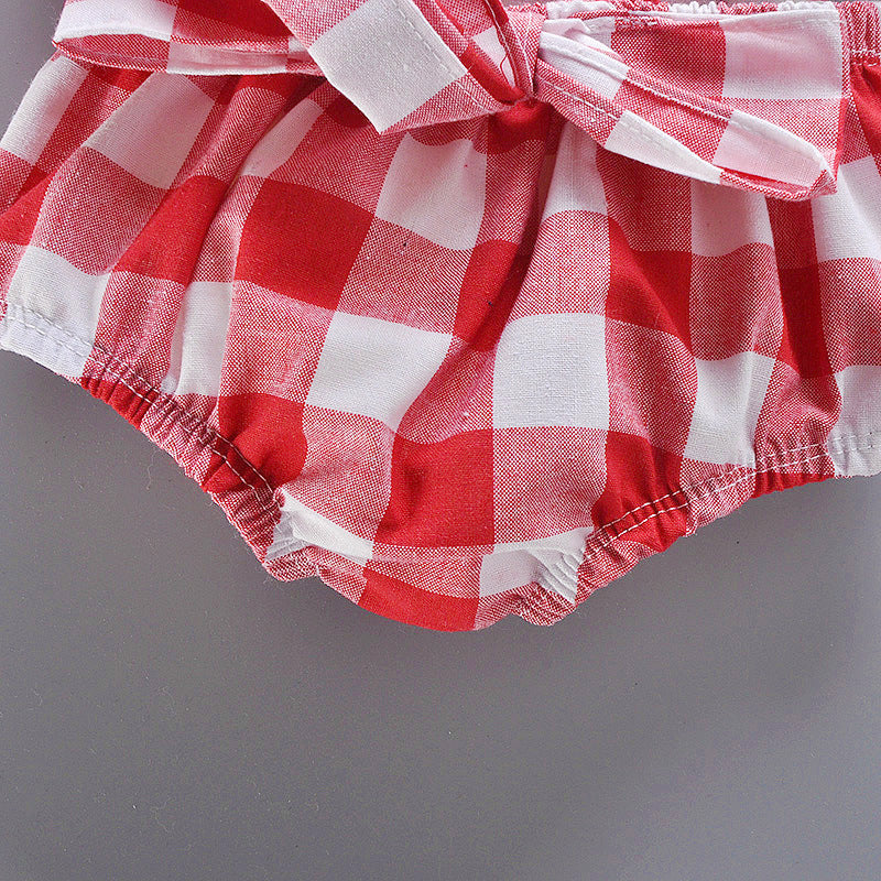 Girls Checked Cotton Bodysuit