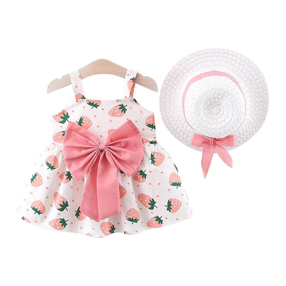 Girls Printed A-Line Mini Dress With Hat