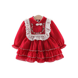 Girls Ethnic Motifs Embroidered Georgette A-Line Dress