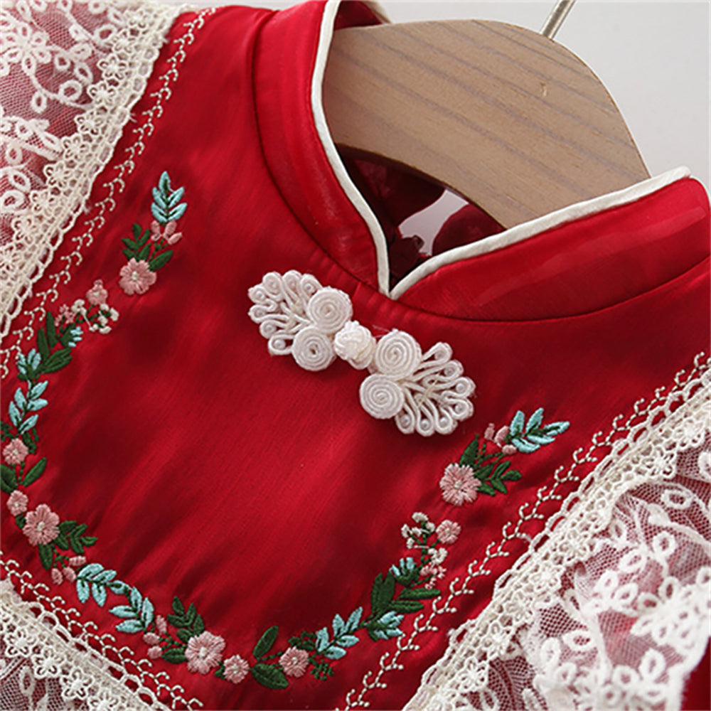 Girls Ethnic Motifs Embroidered Georgette A-Line Dress