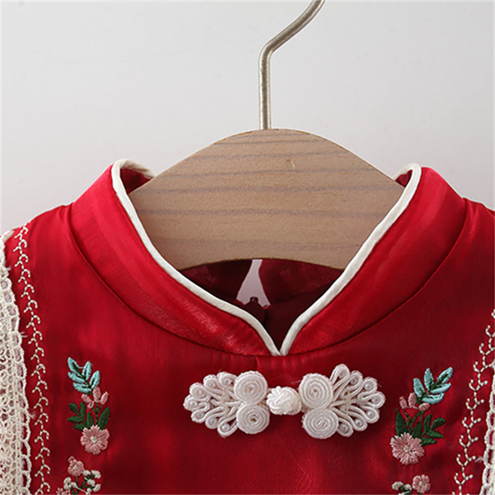 Girls Ethnic Motifs Embroidered Georgette A-Line Dress