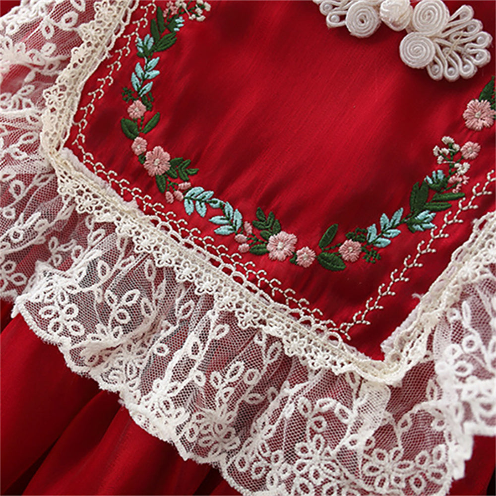 Girls Ethnic Motifs Embroidered Georgette A-Line Dress