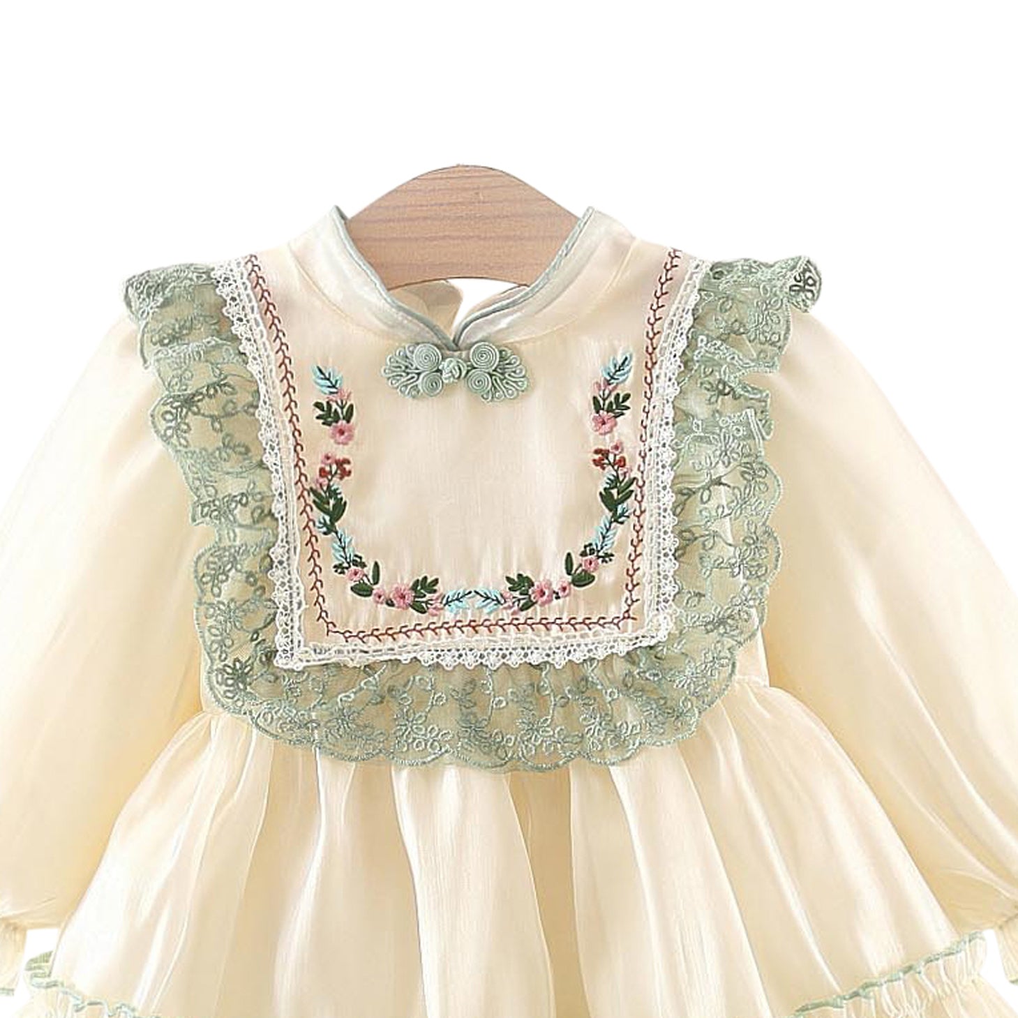 Girls Ethnic Motifs Embroidered A-Line Dress