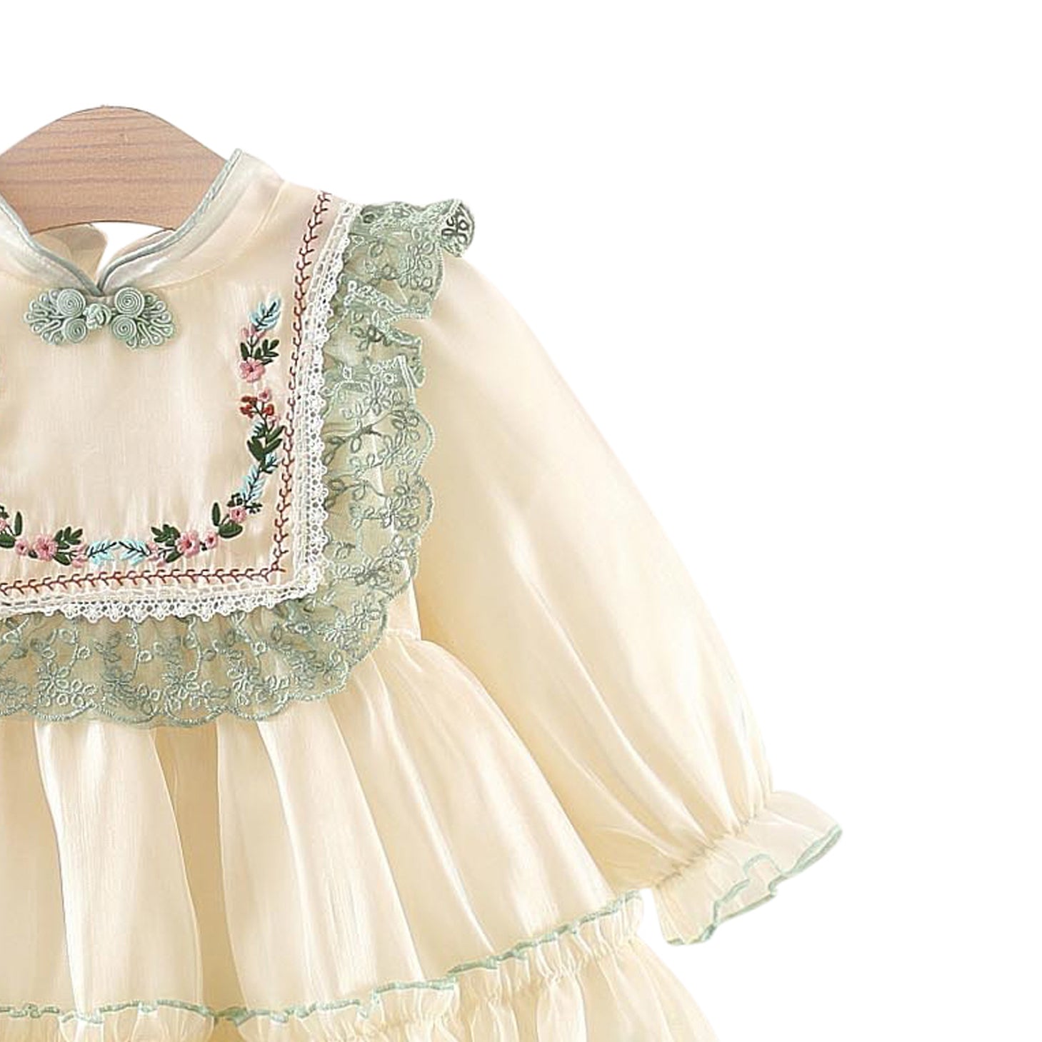 Girls Ethnic Motifs Embroidered A-Line Dress