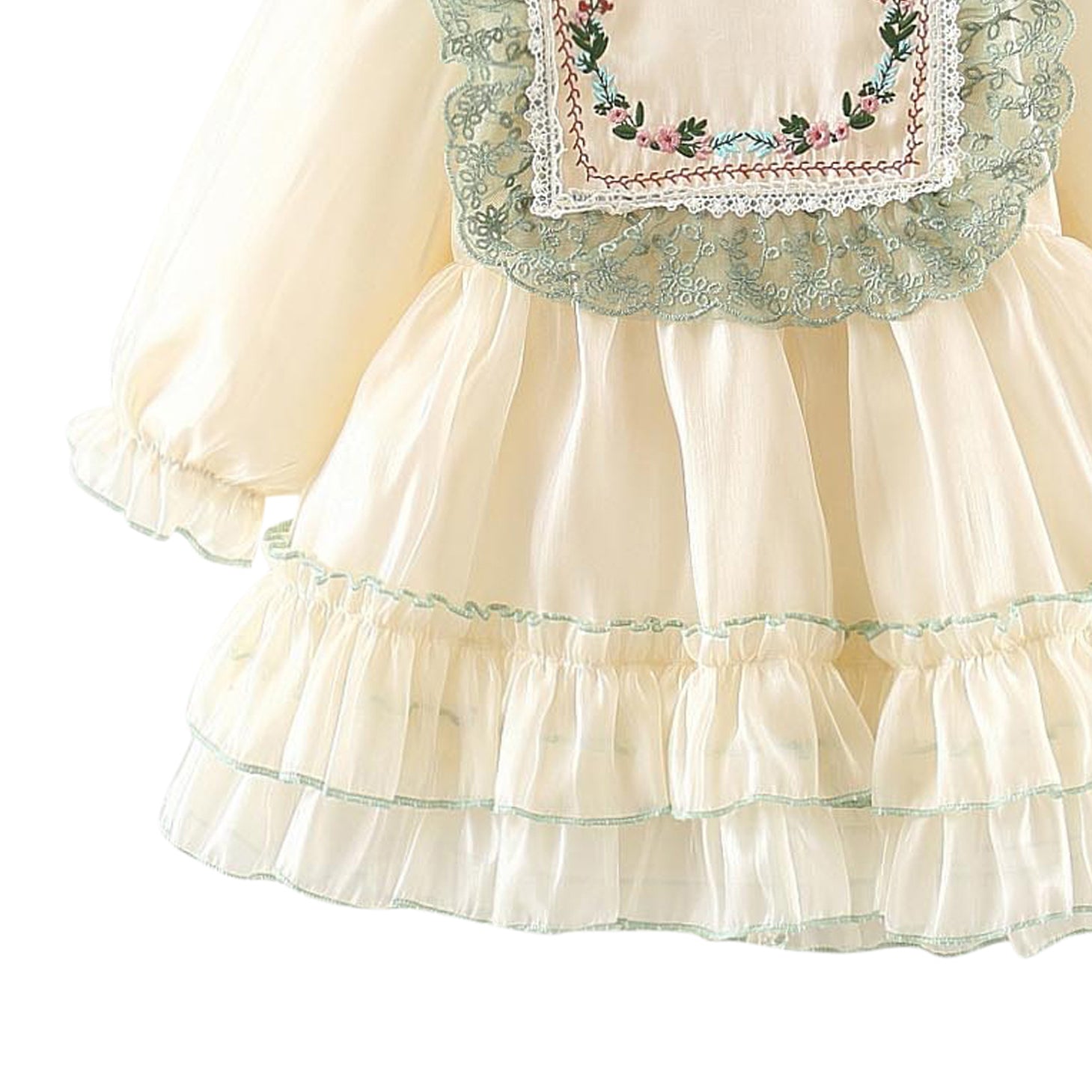 Girls Ethnic Motifs Embroidered A-Line Dress