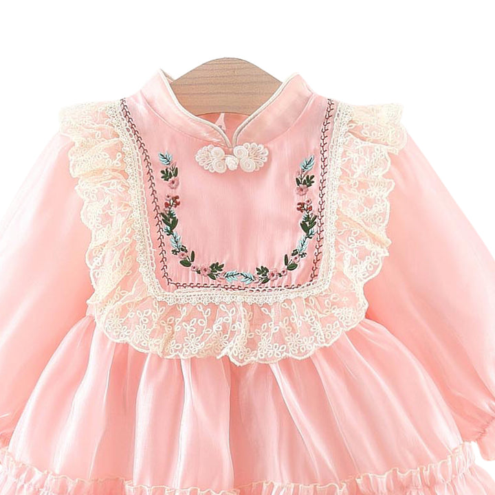 Girls Ethnic Motifs Embroidered Georgette A-Line Dress