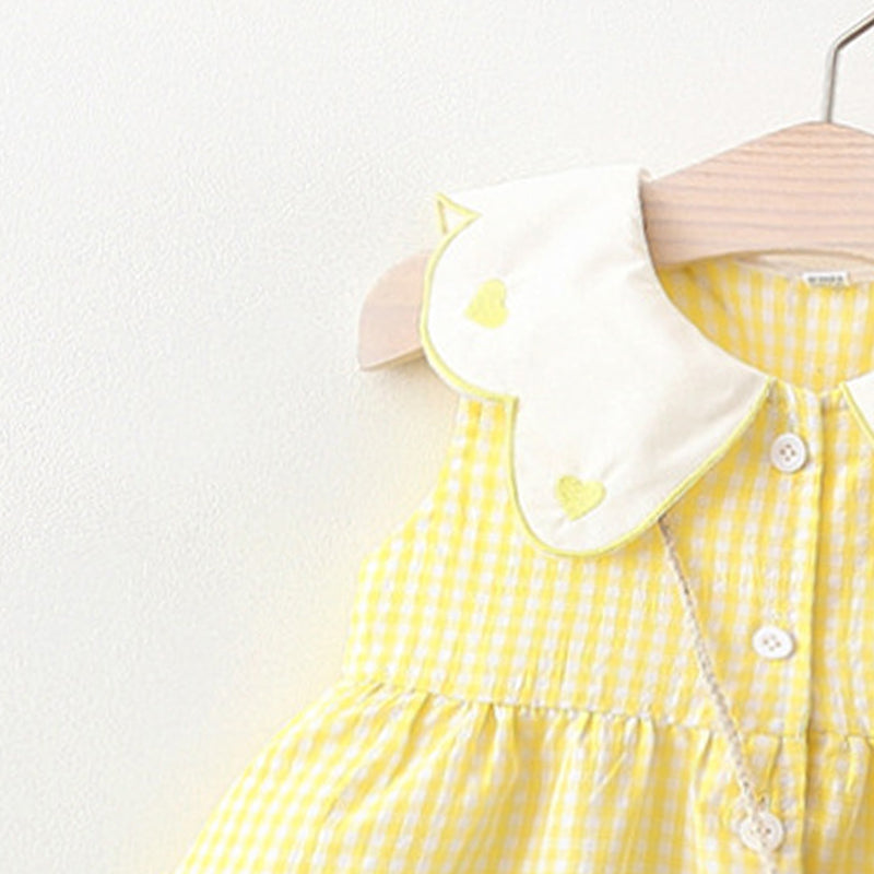Girl Checked Peter Pan Collar Fit and Flare Mini Dress