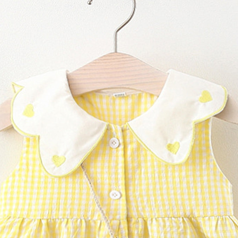 Girl Checked Peter Pan Collar Fit and Flare Mini Dress