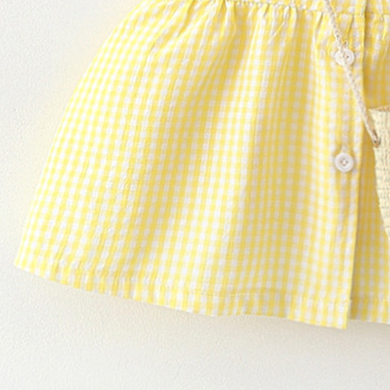 Girl Checked Peter Pan Collar Fit and Flare Mini Dress