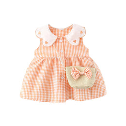 Girls Checked Fit and Flare Mini Dress