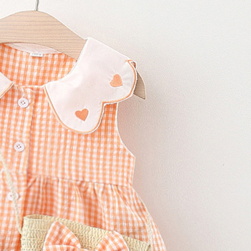 Girls Checked Fit and Flare Mini Dress