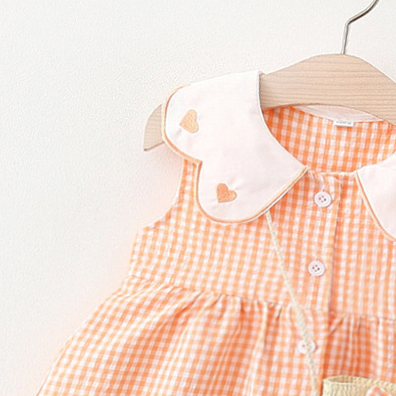 Girls Checked Fit and Flare Mini Dress