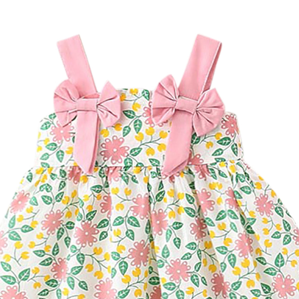 Floral Print Cotton Gathered or Pleated A-Line Dress