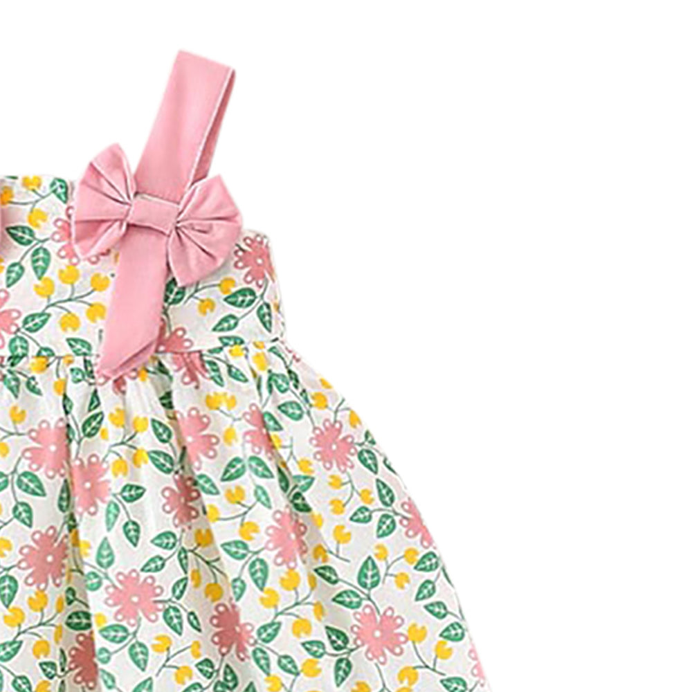 Floral Print Cotton Gathered or Pleated A-Line Dress
