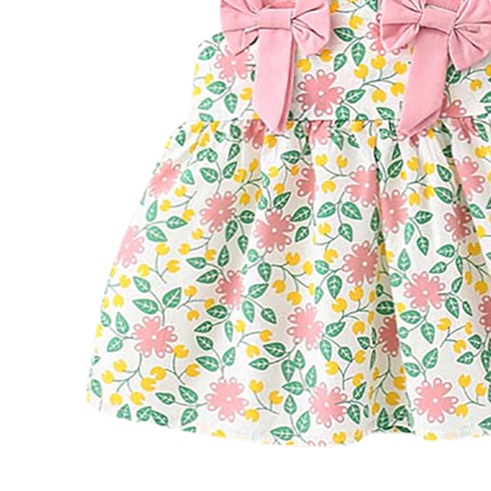 Floral Print Cotton Gathered or Pleated A-Line Dress