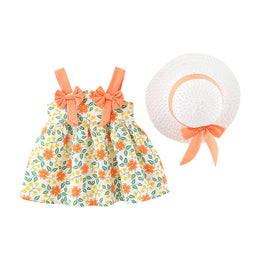 Girls Floral Printed Sleeveless A-Line Dress