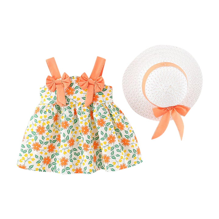 Girls Floral Printed Sleeveless A-Line Dress