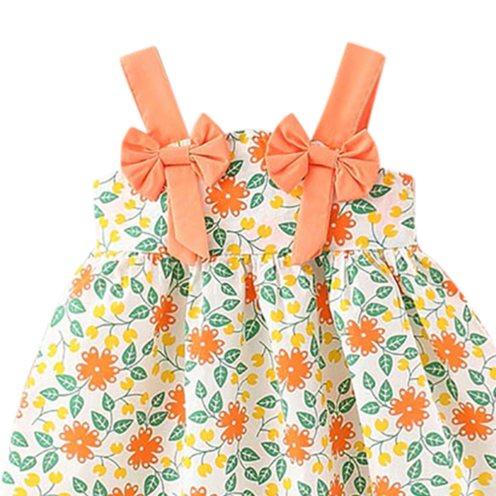 Girls Floral Printed Sleeveless A-Line Dress