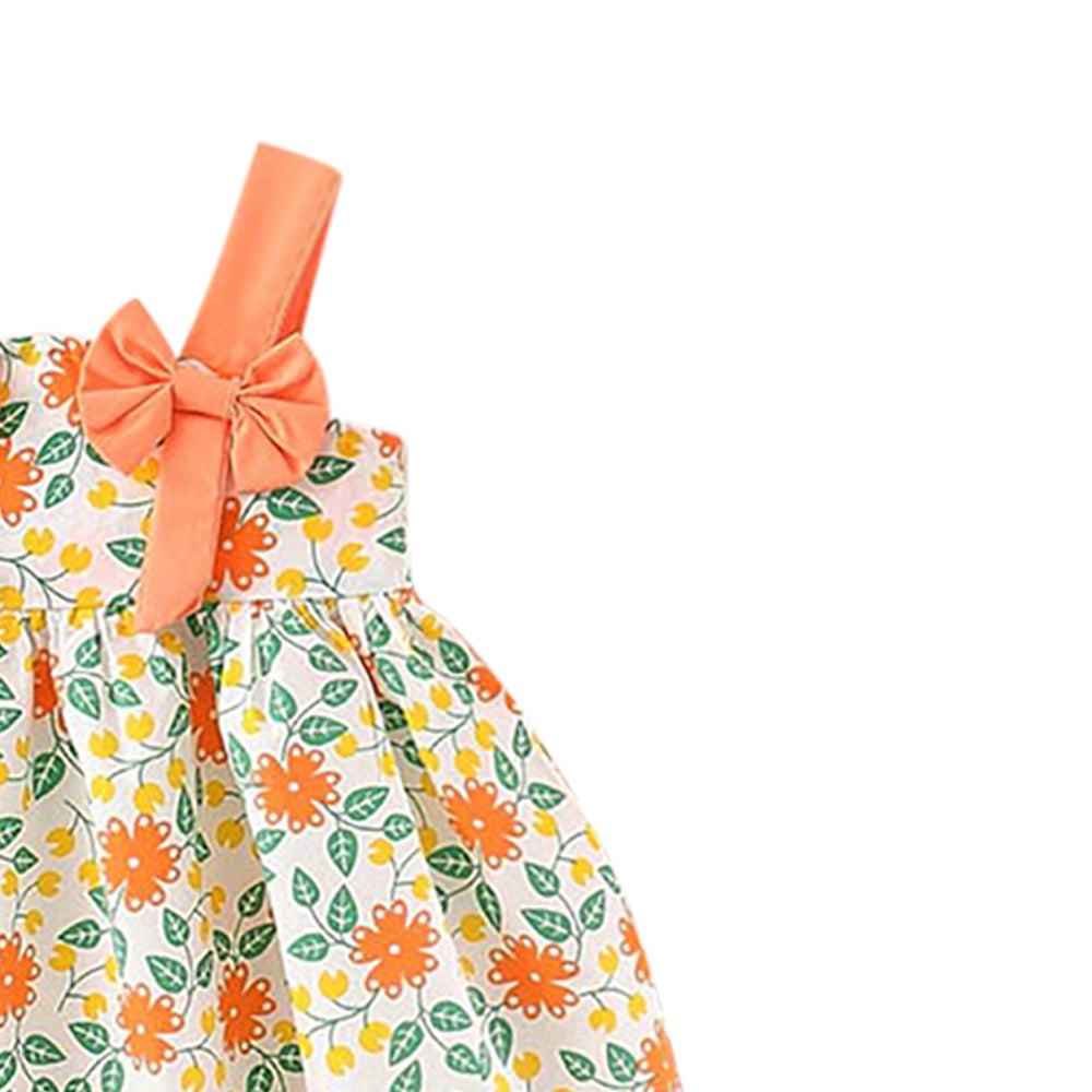 Girls Floral Printed Sleeveless A-Line Dress