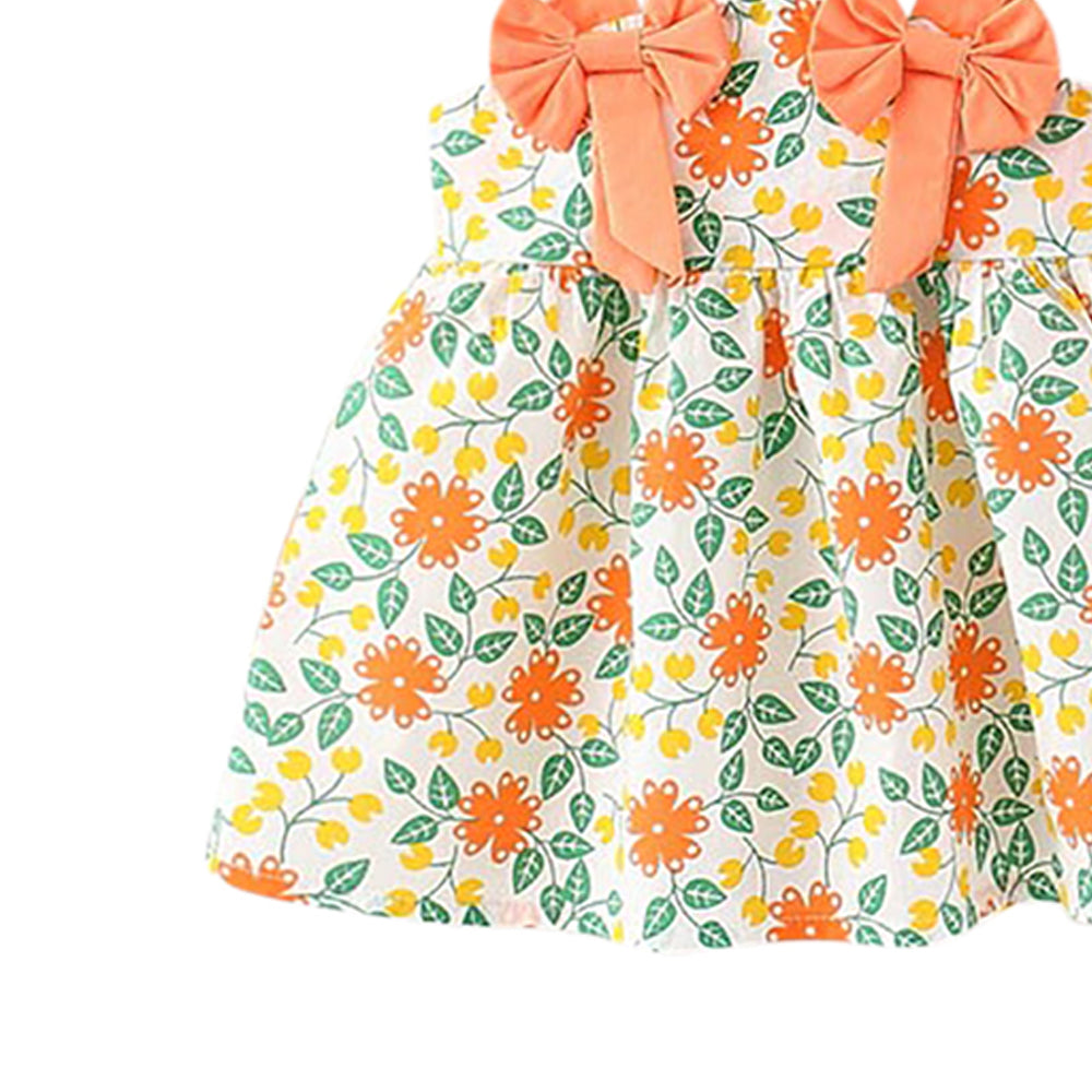 Girls Floral Printed Sleeveless A-Line Dress