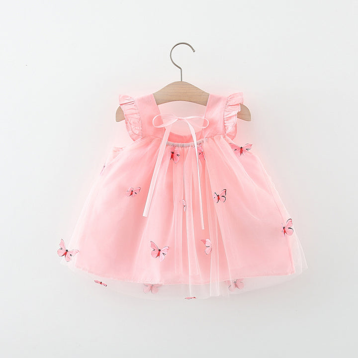 Girls Applique Net A-Line Dress