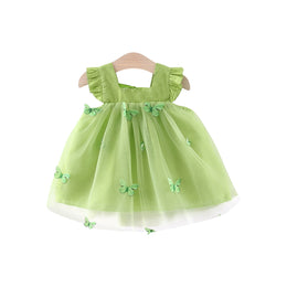 Girls Square Neck Net A-Line Mini Dress