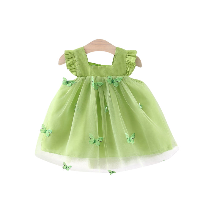 Girls Square Neck Net A-Line Mini Dress