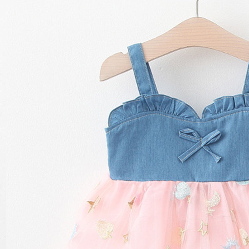 Girls Embroidered Fit-Flare Mini Dress with Hat