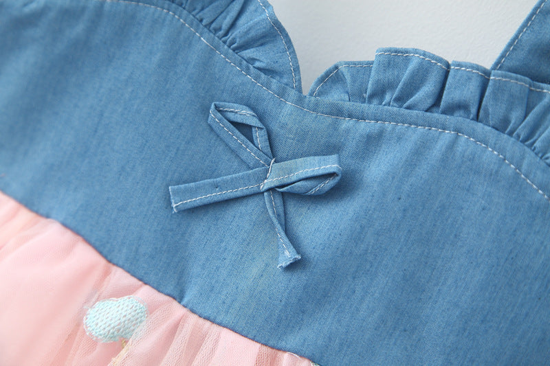 Girls Embroidered Fit-Flare Mini Dress with Hat