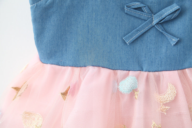Girls Embroidered Fit-Flare Mini Dress with Hat