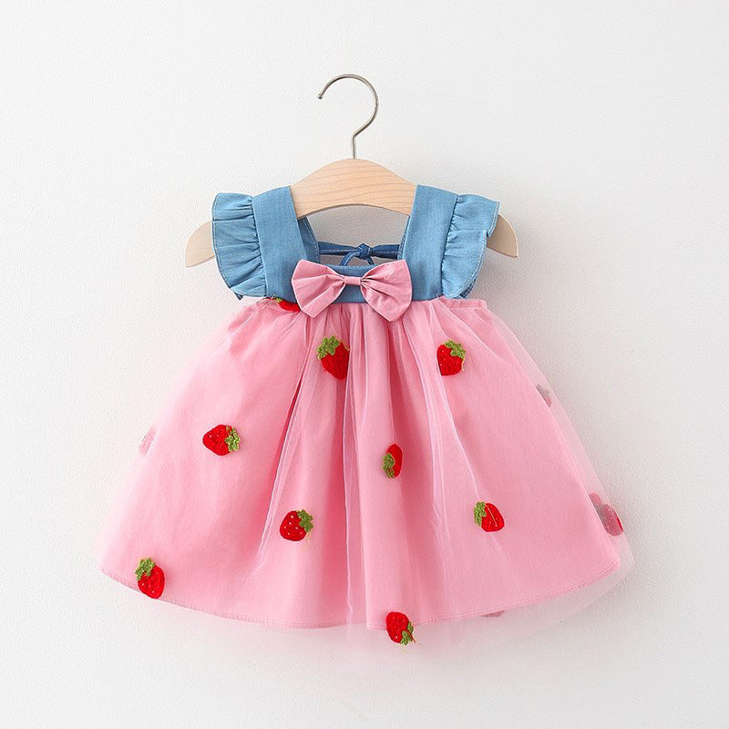 Girls Floral Printed Choker Neck Gathered or Pleated A-Line Dress