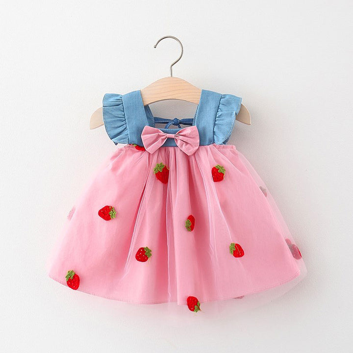 Girls Floral Printed Choker Neck Gathered or Pleated A-Line Dress