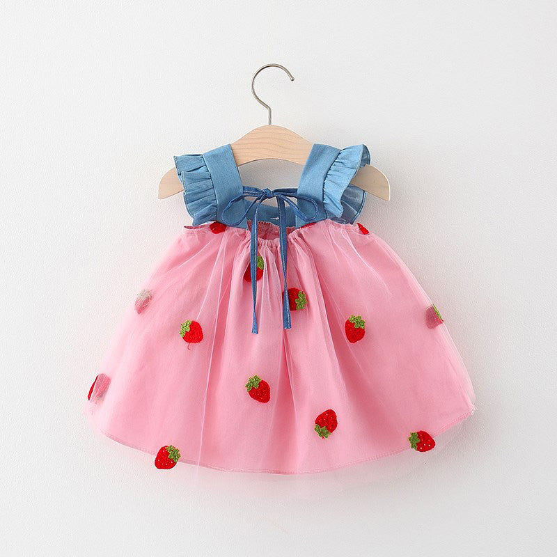 Girls Floral Printed Choker Neck Gathered or Pleated A-Line Dress